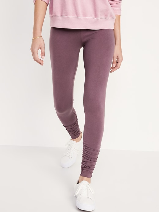 Image number 1 showing, High-Waisted Ruched Ankle-Length Leggings for Women