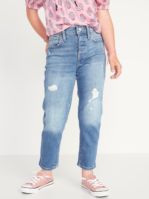 View large product image 1 of 4. High-Waisted Button-Fly O.G. Straight Ripped Jeans for Girls