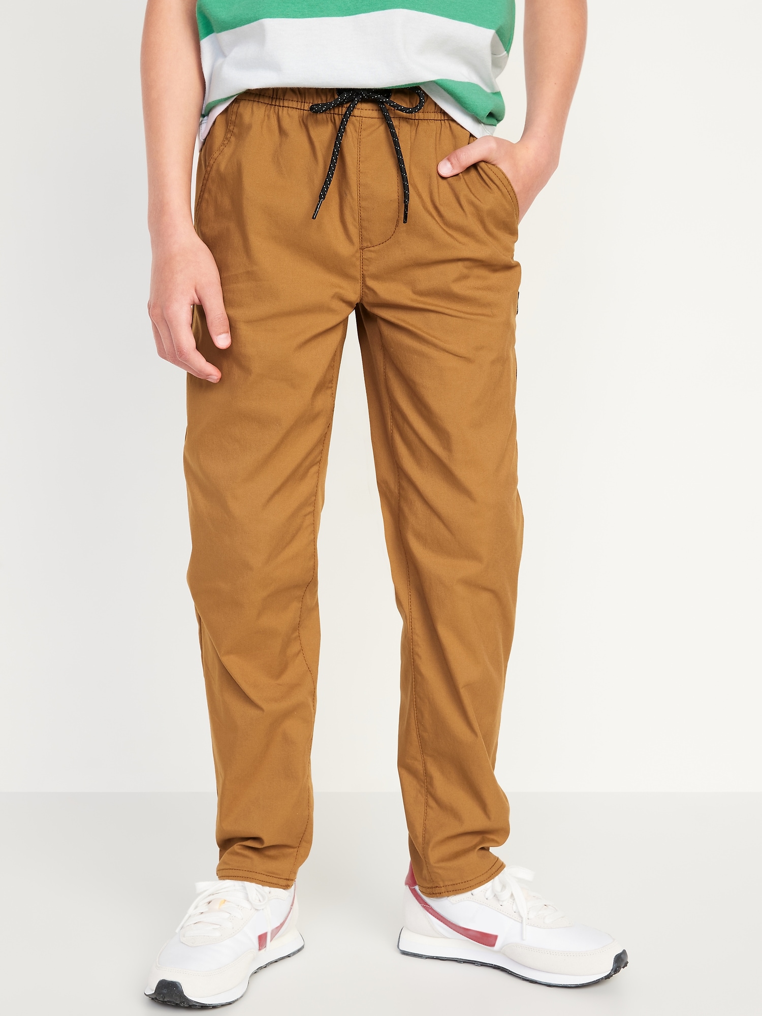 Old Navy Built-In Flex Tapered Tech Pants for Boys brown. 1
