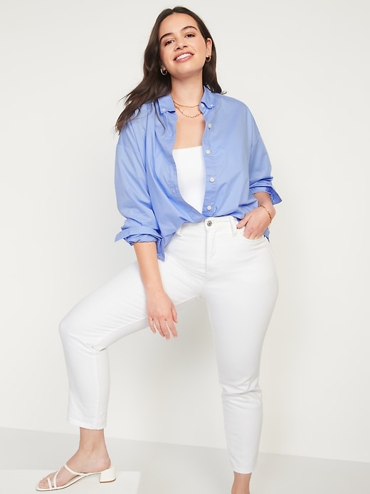 Image number 3 showing, Long-Sleeve Cropped Boyfriend Shirt