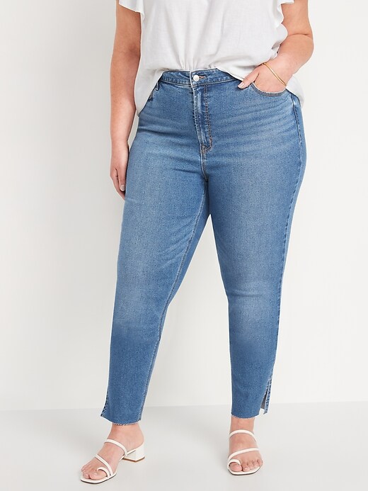 Image number 7 showing, High-Waisted Rockstar Super-Skinny Side-Slit Cut-Off Ankle Jeans for Women
