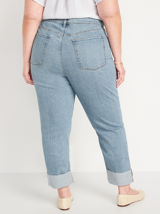 Image number 8 showing, Mid-Rise Boyfriend Straight Ripped Smiley Face Jeans for Women