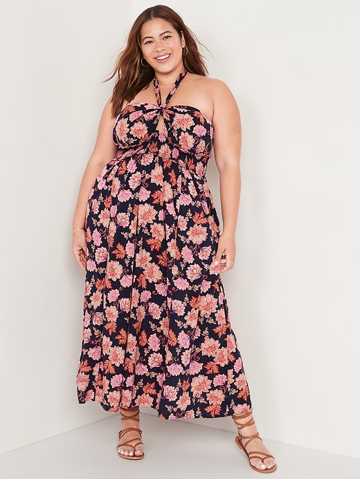 Image number 7 showing, Fit & Flare Sleeveless Halter Floral-Print Maxi Dress for Women