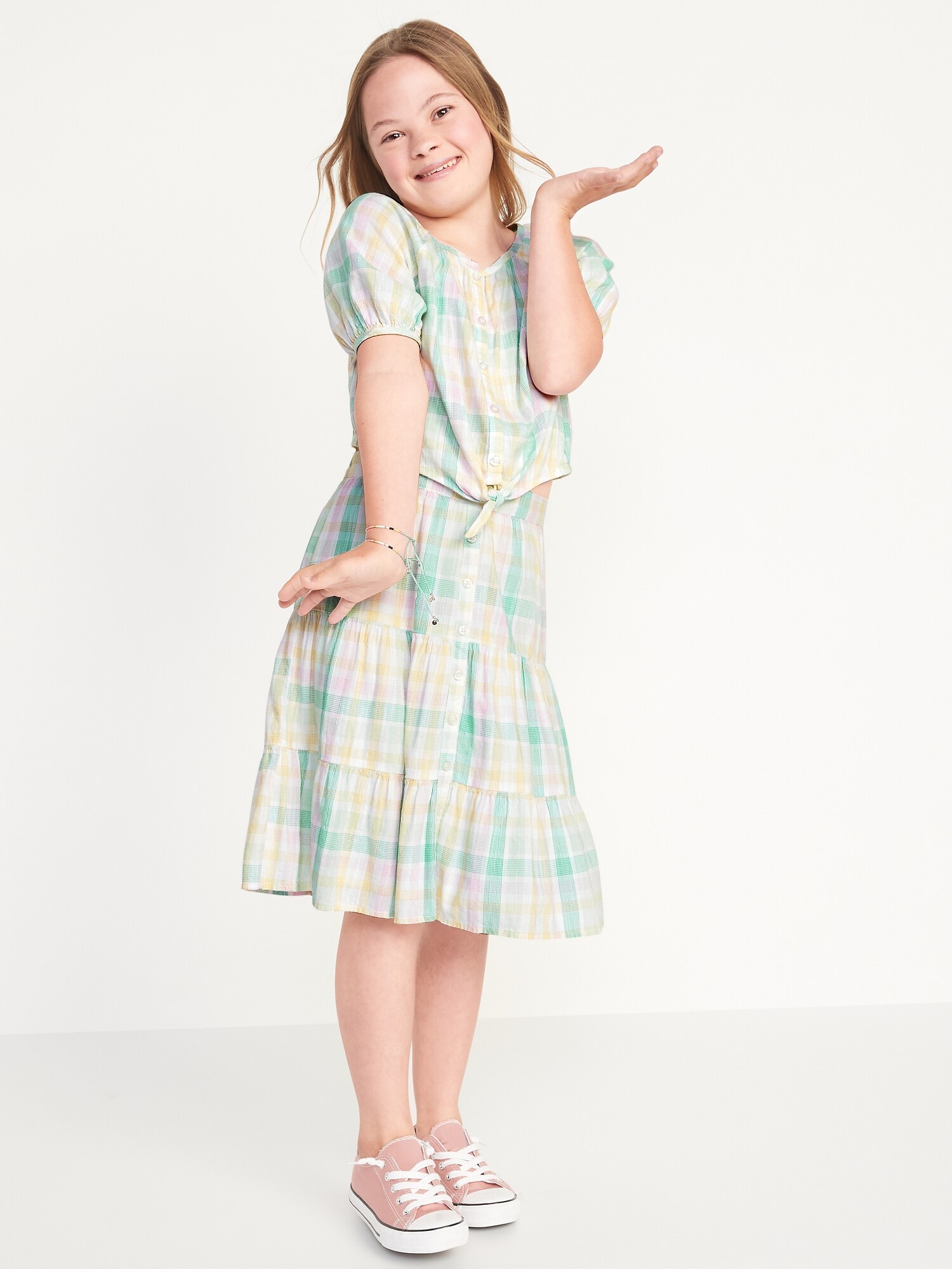 Short Puff-Sleeve Tie-Front Top for Girls | Old Navy