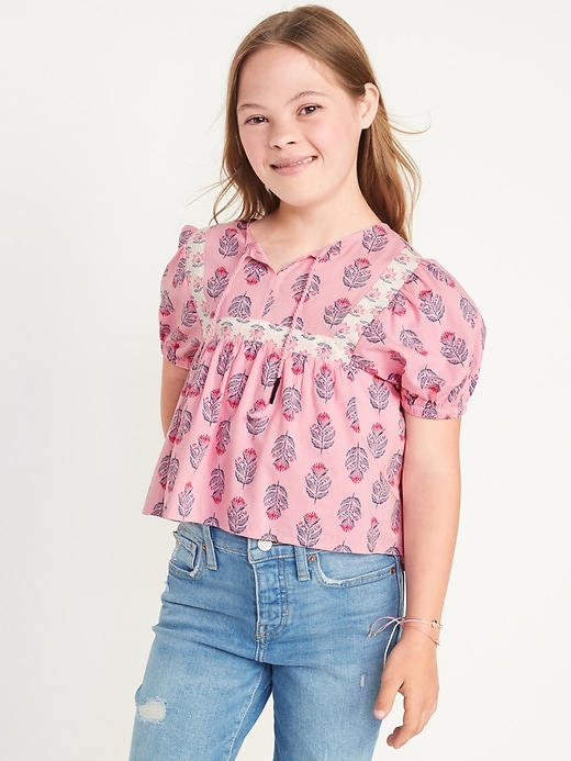 View large product image 1 of 4. Printed Puff-Sleeve Swing Top for Girls