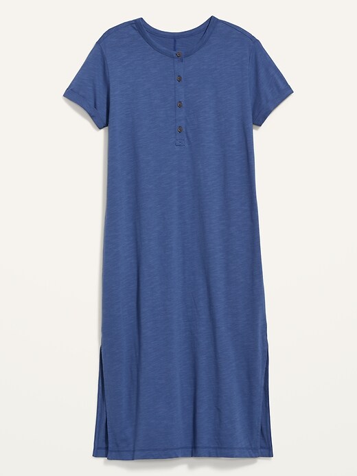 Image number 4 showing, Short-Sleeve Henley T-Shirt Midi Shift Dress for Women