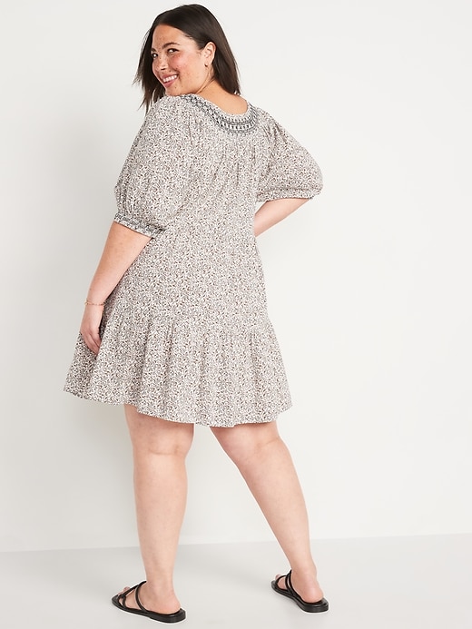 old navy embroidered mini swing dress Old Navy Women's Purple Tiered Smocked Embroidered Mini Swing Dress Small Swing