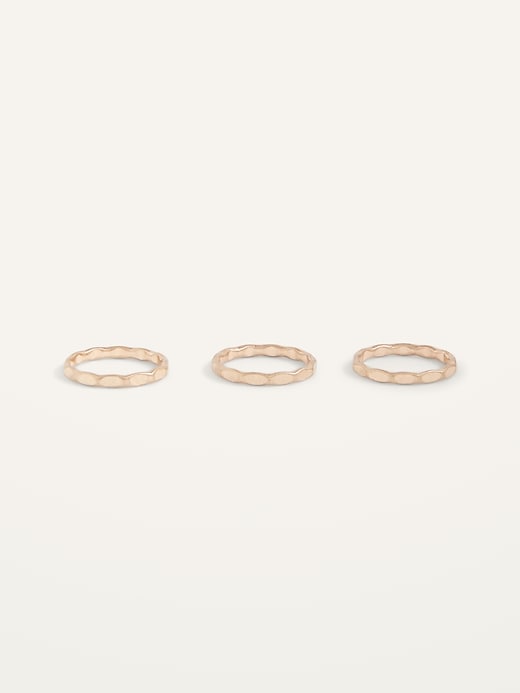 Gold-Toned Hammered Rings 3-Pack for Women