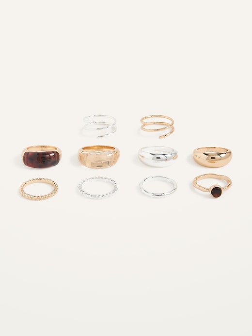 View large product image 1 of 1. Mixed-Metal Rings Variety 10-Pack for Women