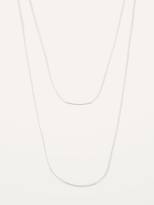 Silver-Toned Layered Snake-Chain Necklace for Women