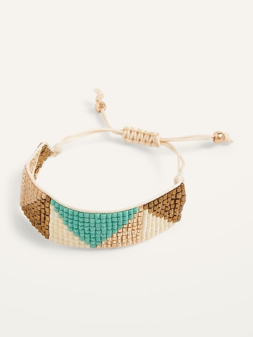 Old Navy Adjustable Color-Block Beaded Bangle Bracelet for Women. 1