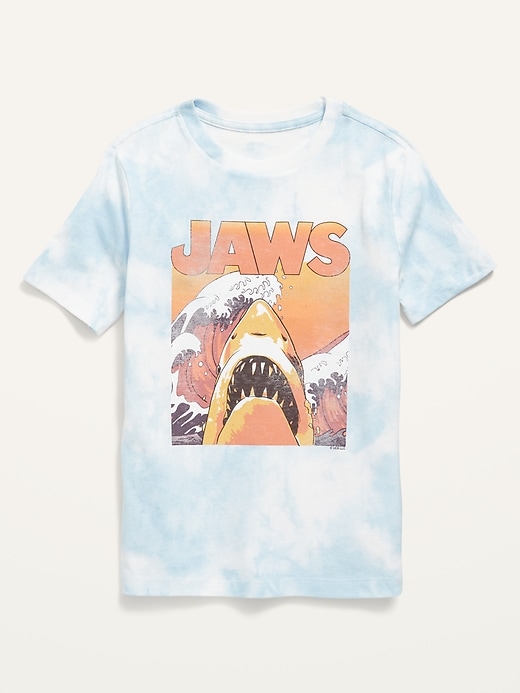 View large product image 1 of 2. Matching Gender-Neutral Jaws™ Tie-Dye Graphic T-Shirt for Kids