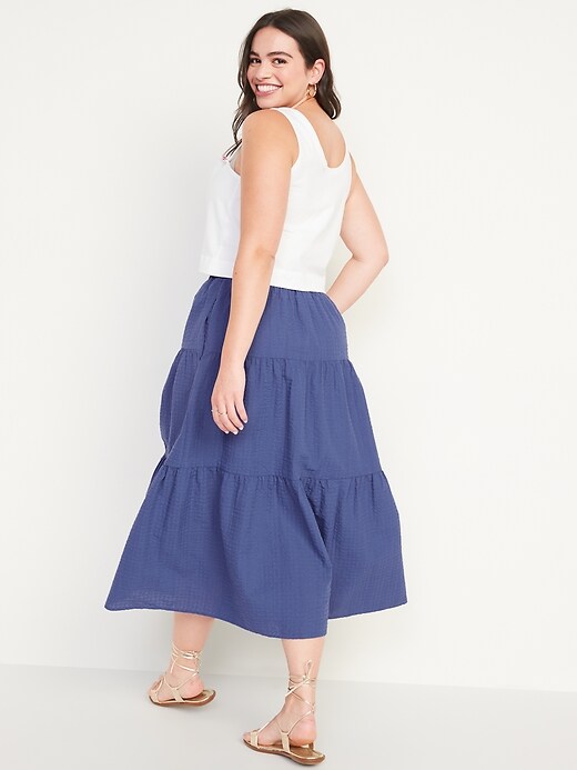 Image number 6 showing, High-Waisted Tiered Seersucker Maxi Skirt for Women