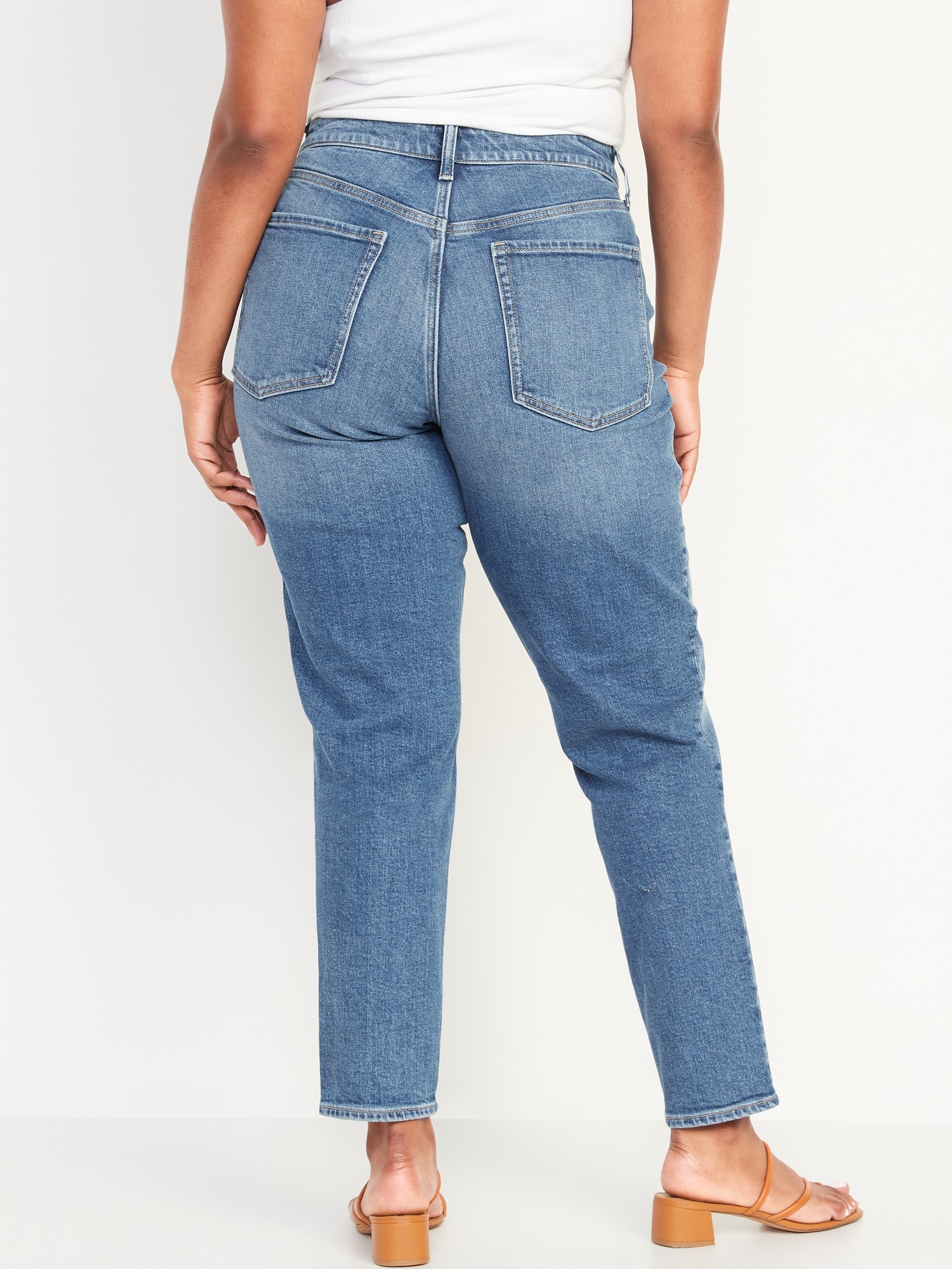 Curvy High-Waisted OG Straight Patchwork Ankle Jeans for Women | Old Navy