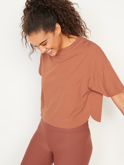 Image number 1 showing, Short-Sleeve StretchTech Loose Cropped T-Shirt