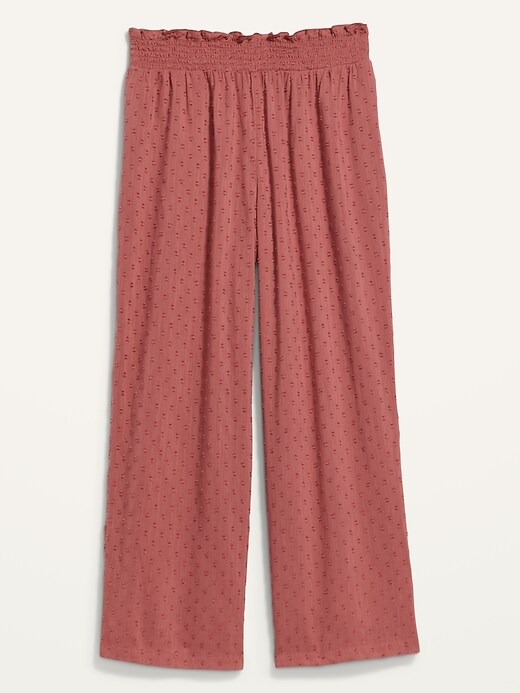 Image number 4 showing, High-Waisted Cropped Smocked Clip-Dot Wide-Leg Pajama Pants