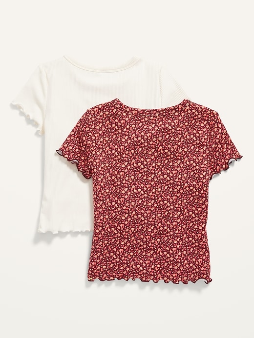 View large product image 2 of 2. Rib-Knit Lettuce-Edge T-Shirt 2-Pack for Girls