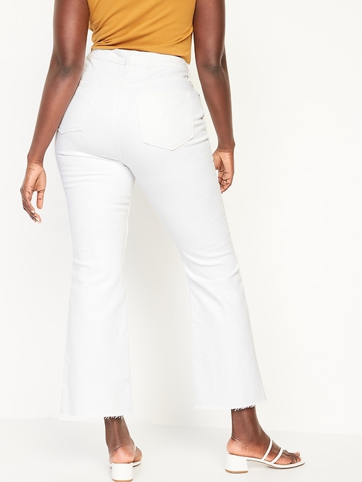 Image number 6 showing, Higher High-Waisted Cropped White-Wash Cut-Off Flare Jeans for Women