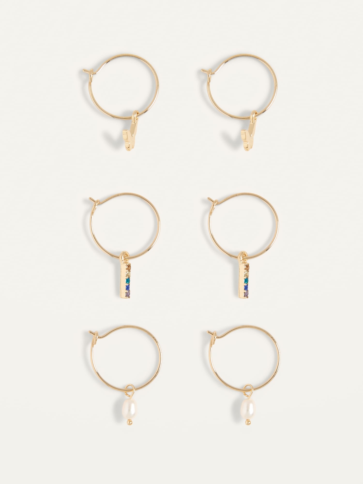 Real Gold-Plated Hoop Earrings 3-Pack for Women