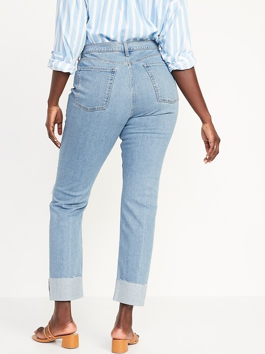 Image number 6 showing, Mid-Rise Boyfriend Straight Ripped Smiley Face Jeans for Women