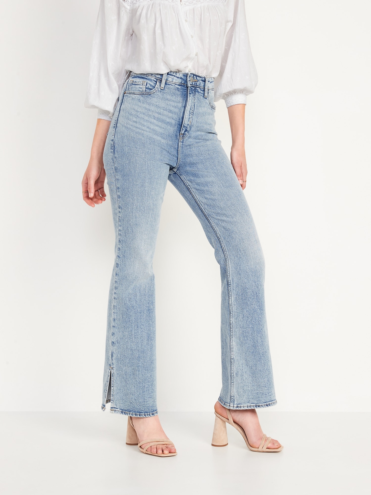 Topshop highwaisted bengaline flared pant with side splits in black | ASOS
