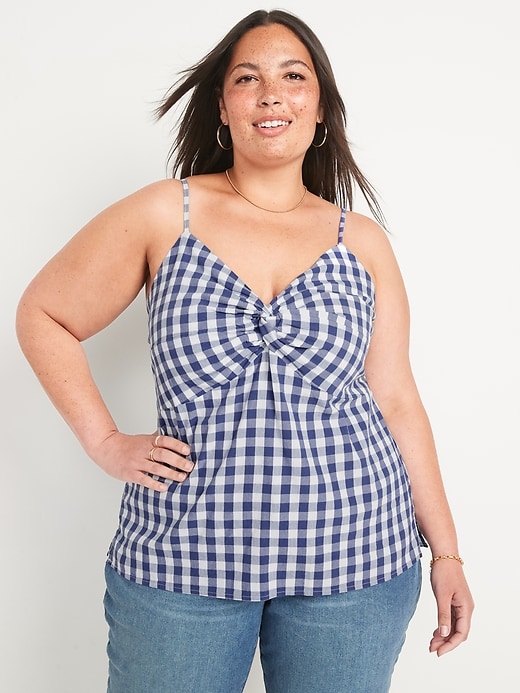 Image number 7 showing, Fitted Gingham Twist-Front Cami Top for Women