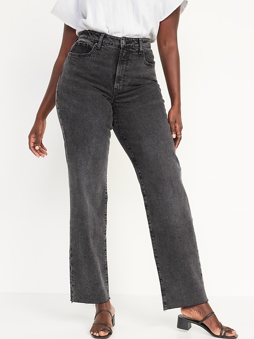 Image number 5 showing, High-Waisted O.G. Loose Dark Gray Cut-Off Jeans for Women