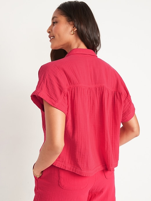 Image number 2 showing, Short-Sleeve Loose Shirt for Women