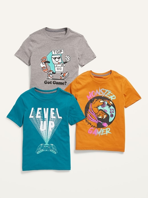 View large product image 1 of 2. Gender-Neutral Graphic T-Shirt 3-Pack for Kids