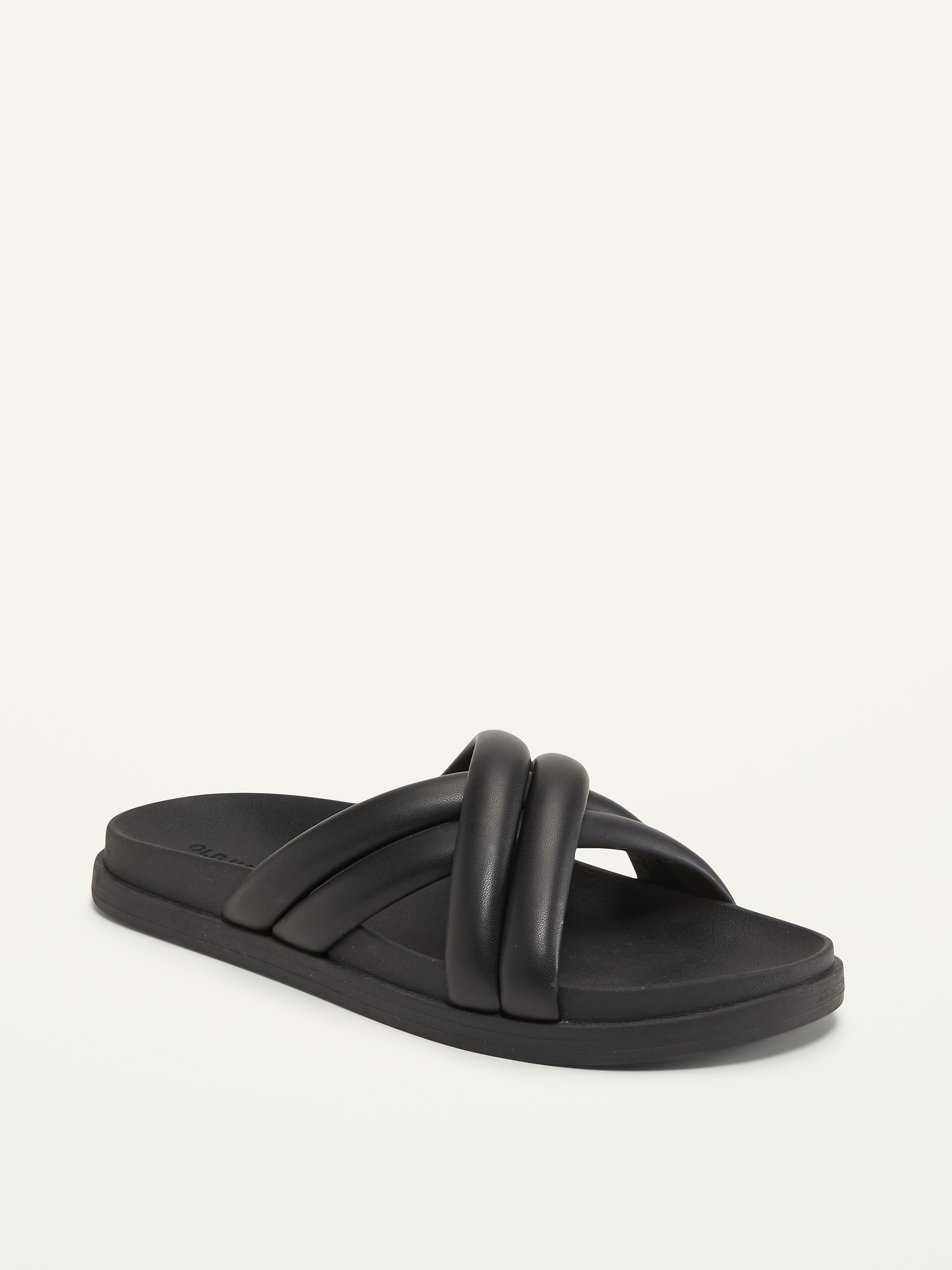 Faux-Leather Puff Cross-Strap Sandals for Women | Old Navy