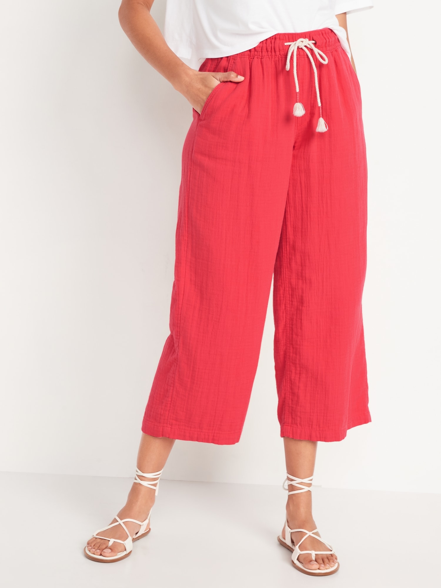 High-Waisted Textured Soft Pants for Women | Old Navy