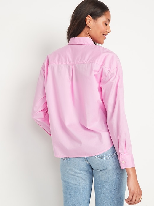 Image number 2 showing, Long-Sleeve Cropped Boyfriend Shirt
