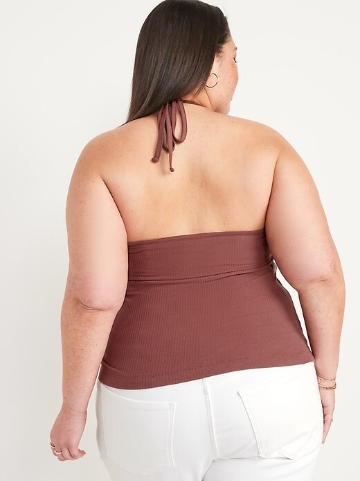 Image number 8 showing, Fitted Halter Rib-Knit Tank Top for Women