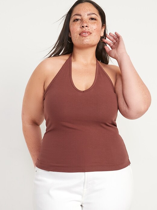 Image number 7 showing, Fitted Halter Rib-Knit Tank Top for Women