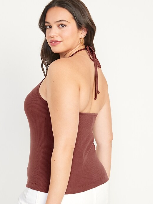 Image number 6 showing, Fitted Halter Rib-Knit Tank Top for Women