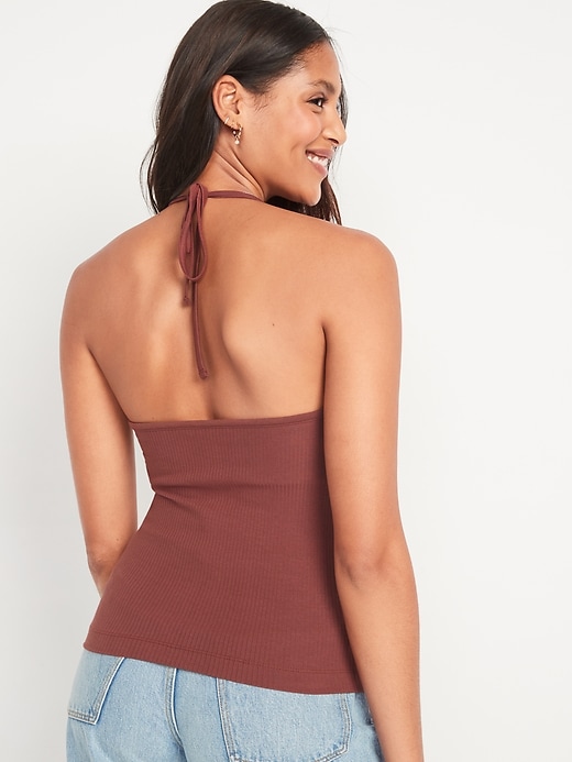 Image number 2 showing, Fitted Halter Rib-Knit Tank Top for Women