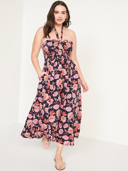 Image number 5 showing, Fit & Flare Sleeveless Halter Floral-Print Maxi Dress for Women