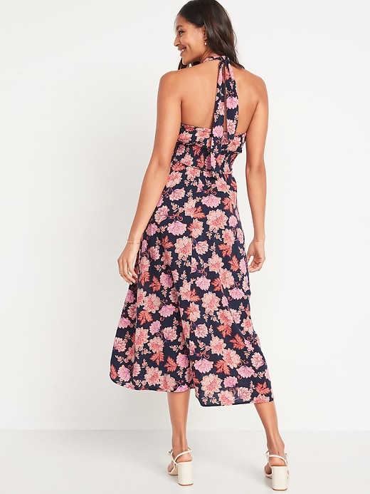 Image number 2 showing, Fit & Flare Sleeveless Halter Floral-Print Maxi Dress for Women