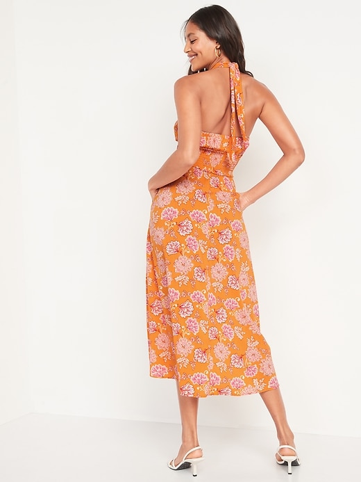 Image number 2 showing, Fit & Flare Sleeveless Halter Floral-Print Maxi Dress