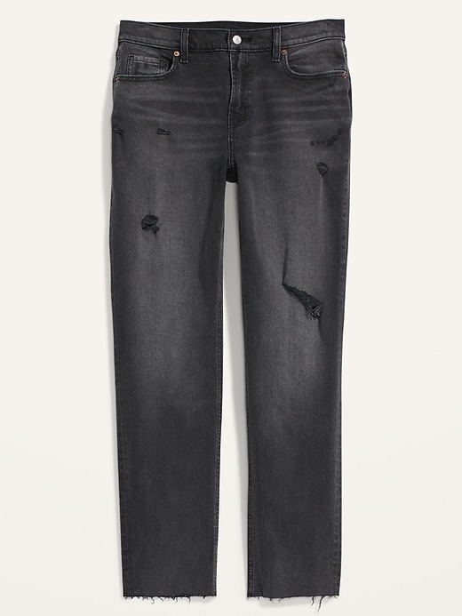 Image number 4 showing, Mid-Rise Boyfriend Straight Ripped Black Jeans for Women