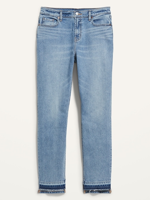 Image number 4 showing, Mid-Rise Cut-Off Boyfriend Straight Jeans for Women