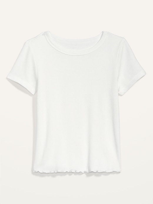 Short-Sleeve Cropped Lettuce-Edge Waffle-Knit T-Shirt for Women | Old Navy