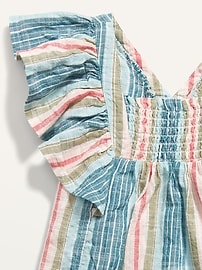 View large product image 3 of 3. Smocked Flutter-Sleeve Multi-Stripe Top for Toddler Girls