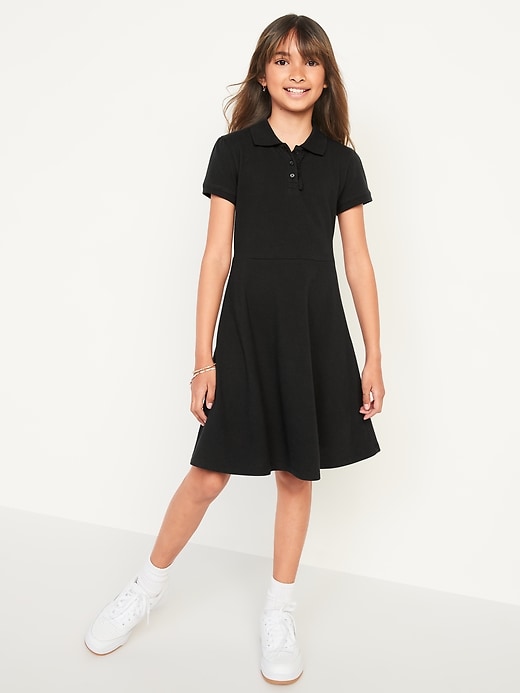 School Uniform Fit & Flare Pique Polo Dress for Girls