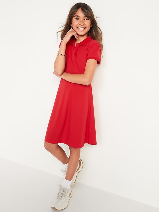 View large product image 1 of 3. School Uniform Pique Polo Dress for Girls