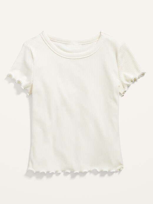 View large product image 1 of 1. Short-Sleeve Rib-Knit Lettuce-Edge T-Shirt for Girls