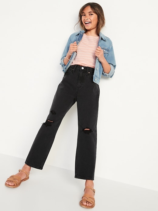 View large product image 2 of 4. High-Waisted Slouchy Straight  Jeans for Girls