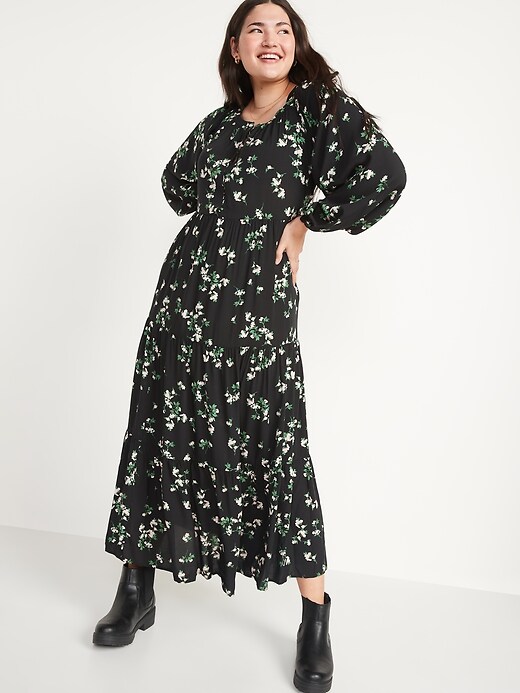 Oldnavy Long-Sleeve Tiered Floral Maxi Swing Dress for Women