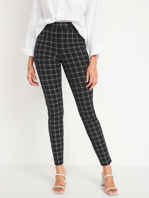 Image number 1 showing, High-Waisted Pixie Windowpane-Plaid Ankle Pants for Women