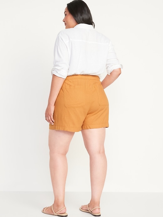 Image number 8 showing, High-Waisted Linen-Blend Shorts for Women -- 3.5-inch inseam